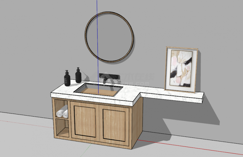 现代卧室卫生间洗手台su模型-图二
