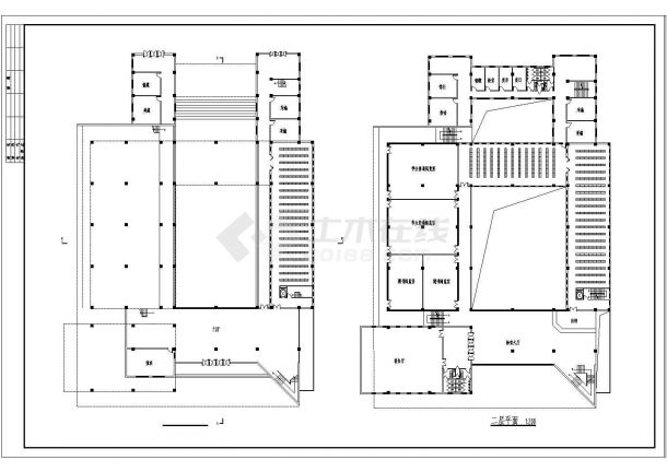 【江苏】某高校四层图书馆建筑设计方案图-图二