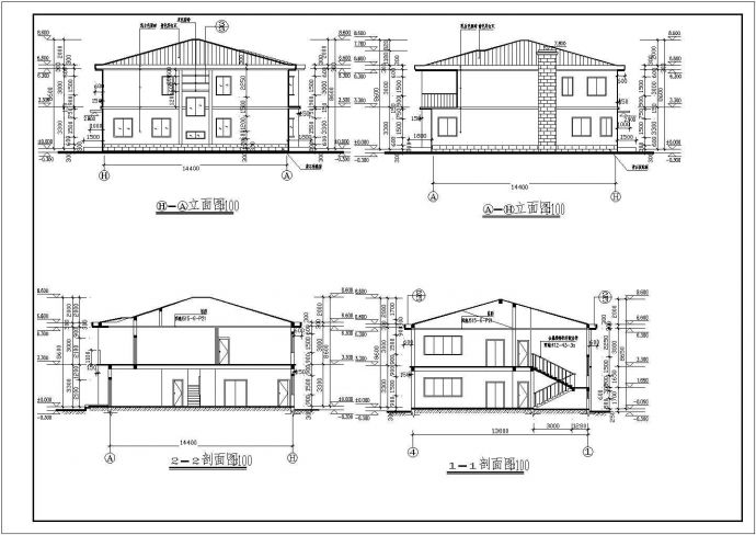 某小型别墅建筑施工图纸（CAD图纸）_图1