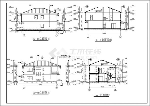 某小型别墅建筑施工图纸（CAD图纸）-图二