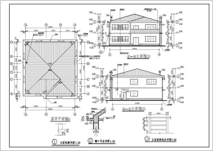 河南小型别墅建筑施工图纸（CAD图纸）_图1