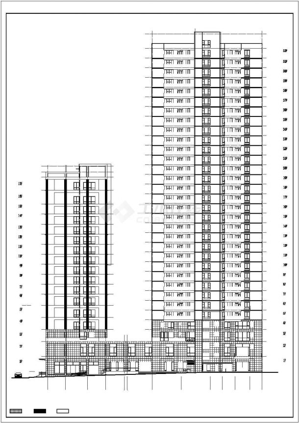 某地33层大底盘商住楼建筑方案及施工图-图一
