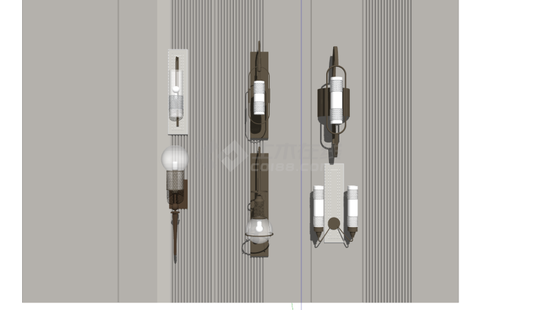 现代轻奢壁灯多样式组合su模型-图一