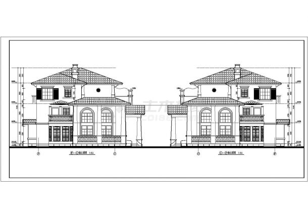 某三层双拼别墅建筑设计图（长16.64米 宽15.54米 ）-图二