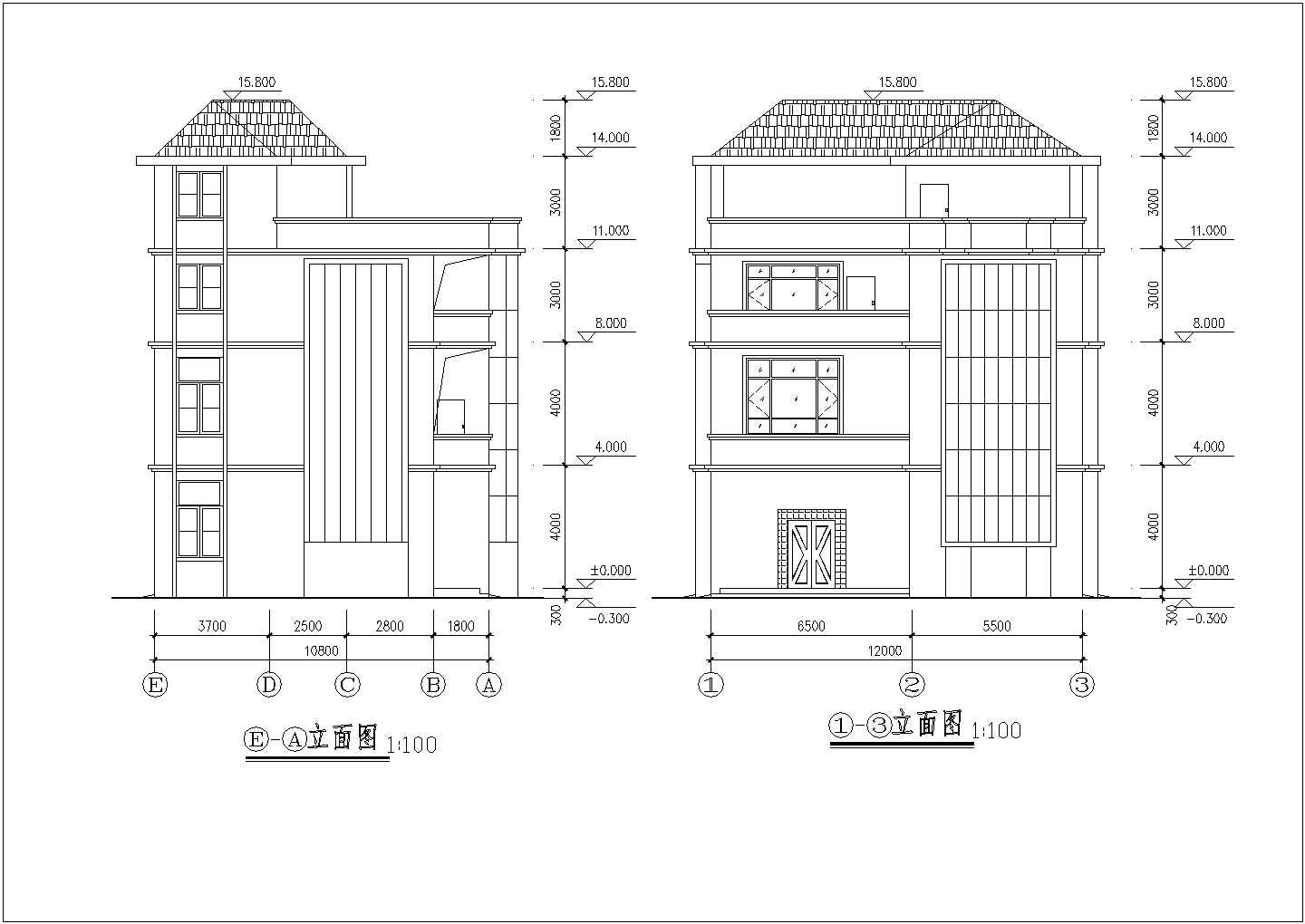 某地四层农村高档型住宅建筑设计图（含结构配筋图）