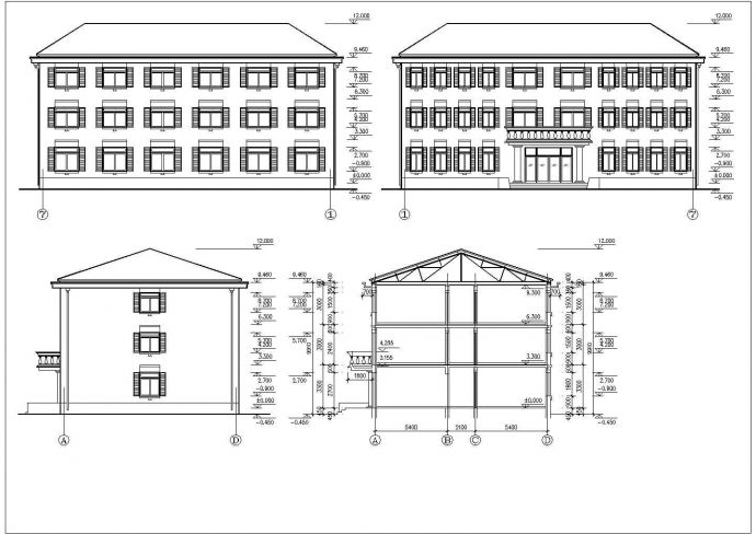砖混结构小办公楼建筑结构设计图纸_图1
