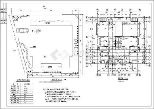 某三层仿古双拼别墅建筑设计图（长18.74米 宽16.4米）-图二