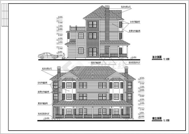 某三层双拼别墅建筑设计图（长19.8米 宽14.4米）-图一