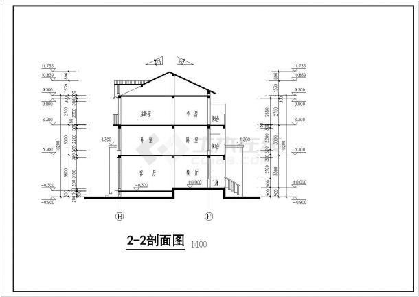 某三层双拼别墅建筑设计图（长19米 宽16.64米）-图二