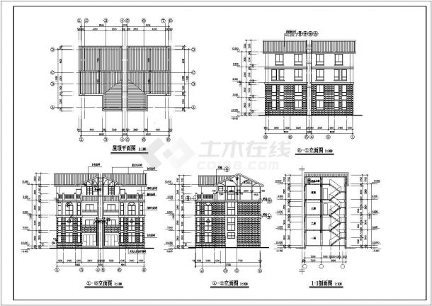 某四层双拼别墅建筑设计图（长26.2米 宽12.7米）-图一