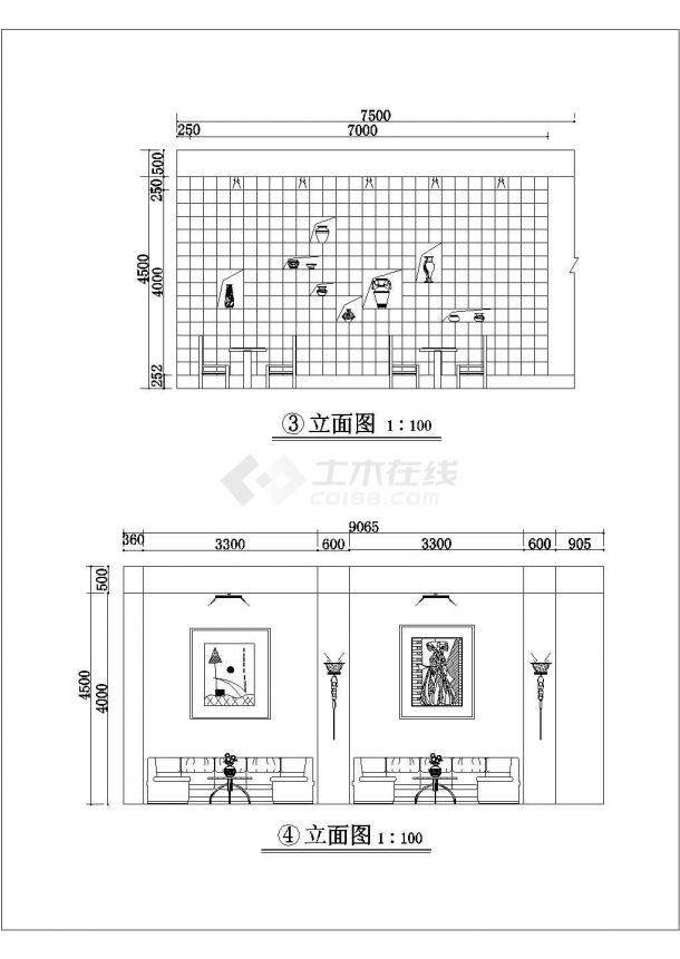 【青岛】某地酒店室内装修设计图纸-图一