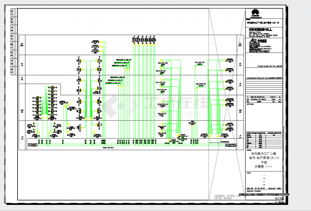 某地电气-生产用房大13干线示意图CAD图纸-图一