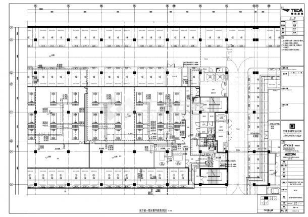 天津泰达现代服务产业区（MSD）泰达广场F区空施-3-27～37地下室水管平面CAD图.dwg-图一