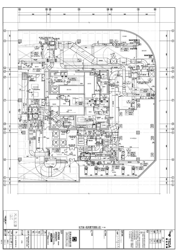 地下室风管空调平面图-图一