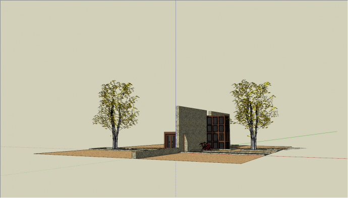 现代分隔墙多层建筑su模型_图1