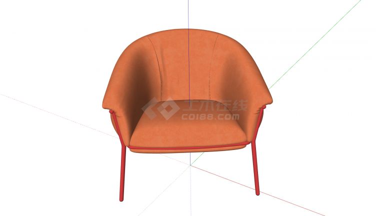 橙色西班牙bdbarcelona现代休闲椅SU模型-图二