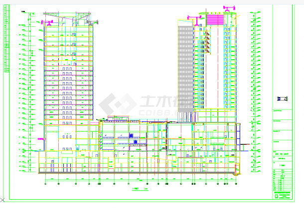 深圳知名超高层框架结构酒店建筑项目施工图CAD图纸-图一