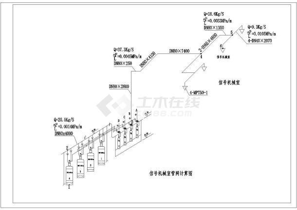 某工程七氟丙烷灭火系统管网计算图-图一