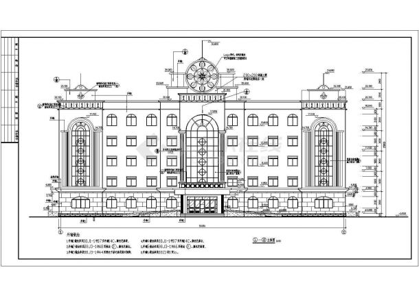 欧式工厂5层办公楼建筑设计施工图纸-图一