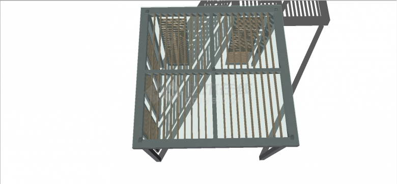 现代多样材质组装梯子样式隔板亭su模型-图二