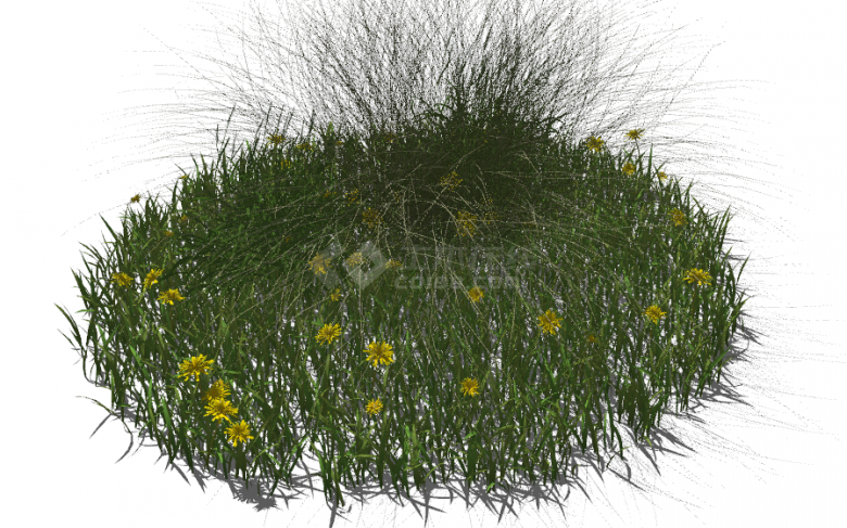 圆形的绿色小花草丛su模型-图二