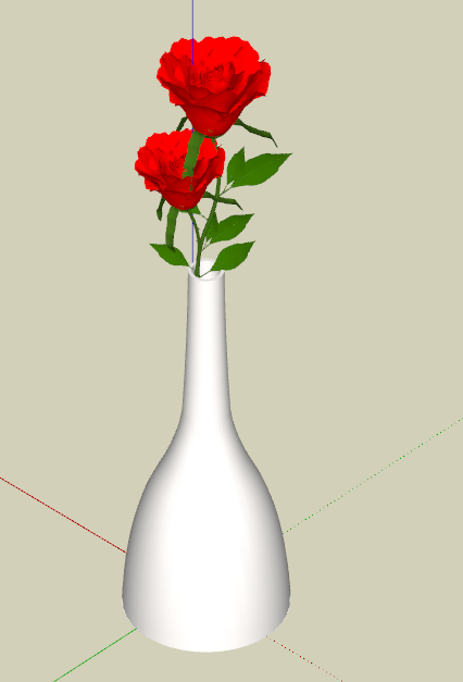 装有鲜红色漂亮花朵的银白色花瓶超市素材su模型-图二
