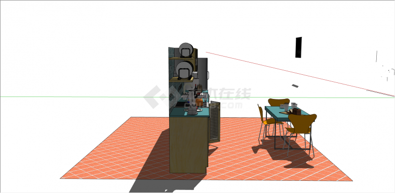 装满厨具的木制柜su模型-图二