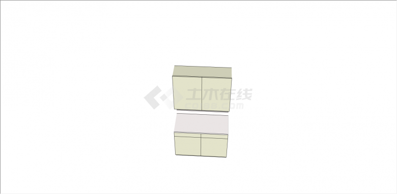 白色系两隔层的橱柜su模型-图二