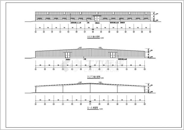 某单层钢结构厂房建筑设计图（长105米 宽100米）-图一