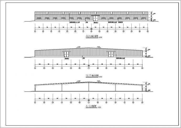 某单层钢结构厂房建筑设计图（长105米 宽100米）_图1