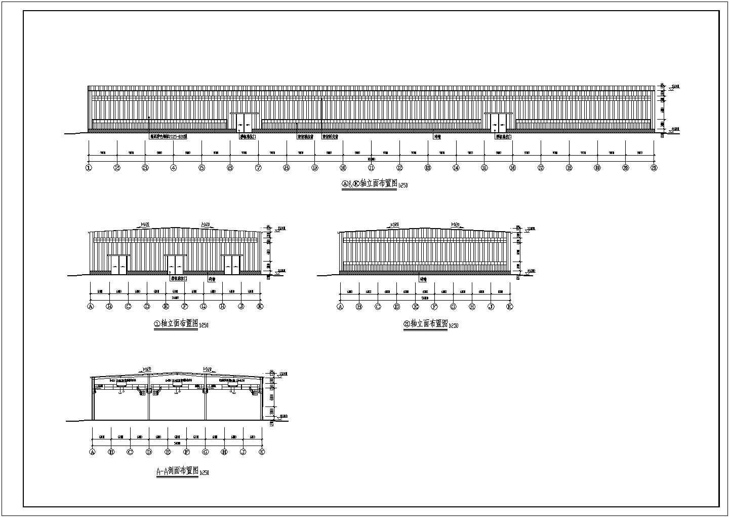 某单层工业厂房建树建筑设计图（长180米 宽54米）