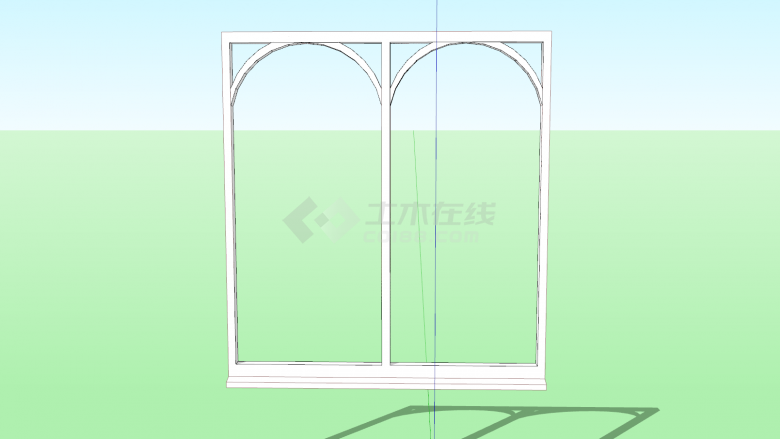 白色现代极简两扇窗su模型-图二