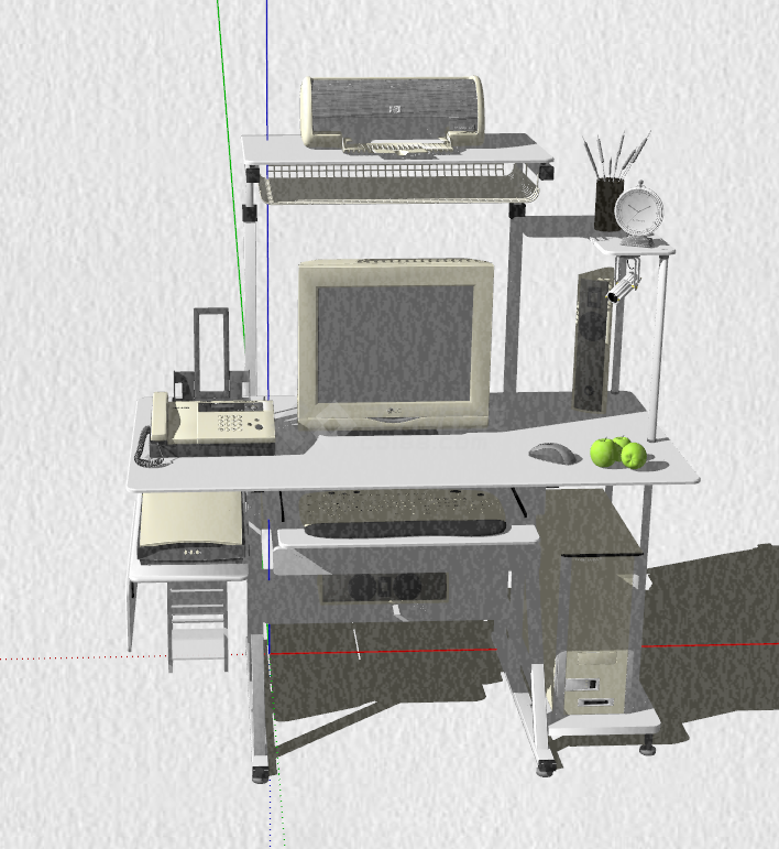 房间电脑桌家具组合 su模型-图二