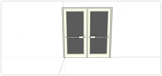 白色门框玻璃双开门门su模型_图1