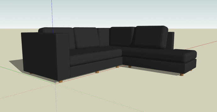 现代黑色五座连体沙发su模型_图1