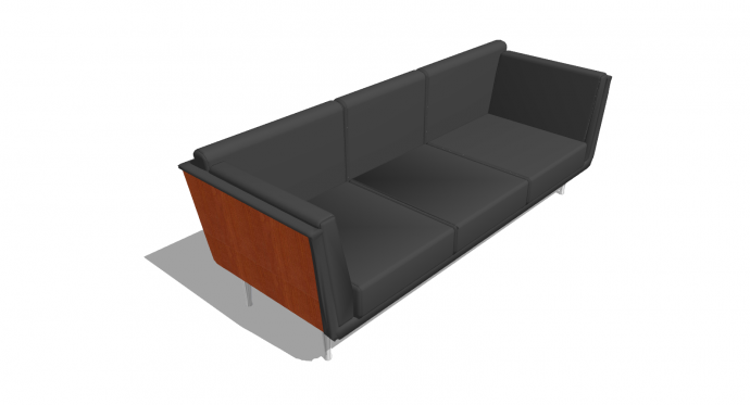 黑棕混搭色长沙发su模型_图1