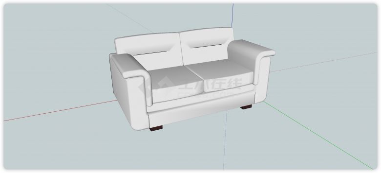 白色现代简约双人沙发su模型-图二