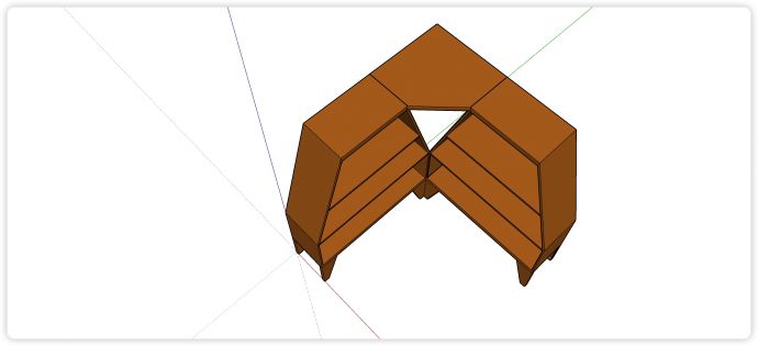 梯形转角实木结构开放式书架su模型_图1