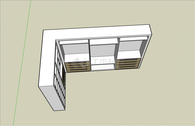 L型简约现代风格衣柜su模型-图二