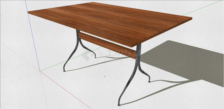 现代长方形办公桌子su模型-图一