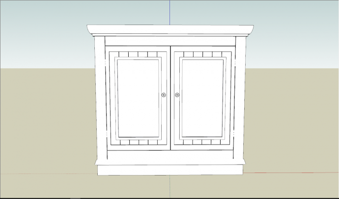 白色简易靠墙柜现代家具su模型_图1