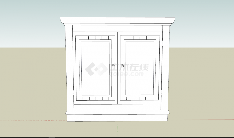 白色简易靠墙柜现代家具su模型-图一