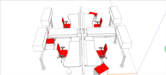 现代办公工位桌椅su模型_图1