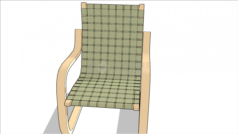 带扶手可靠背格子桌椅su模型-图二