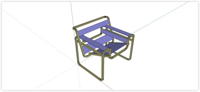 方形靠背沙滩椅织布坐垫桌椅su模型_图1
