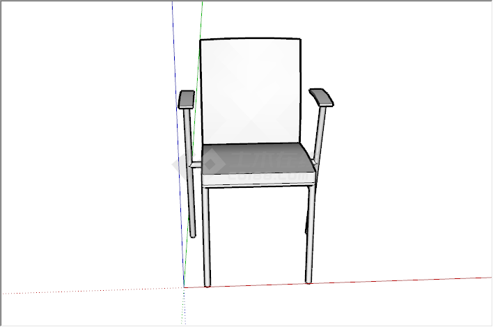 现代极简细脚靠背椅su模型-图二