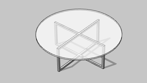 透明圆形办公室桌子 su模型_图1