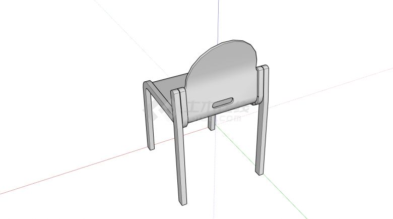 现代创意造型矮靠背带小孔椅凳su模型-图二