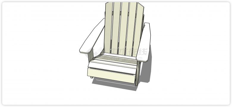 实木木条结构斜凳面休闲凳子su模型-图二