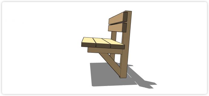 三角形凳脚木条靠背椅su模型_图1